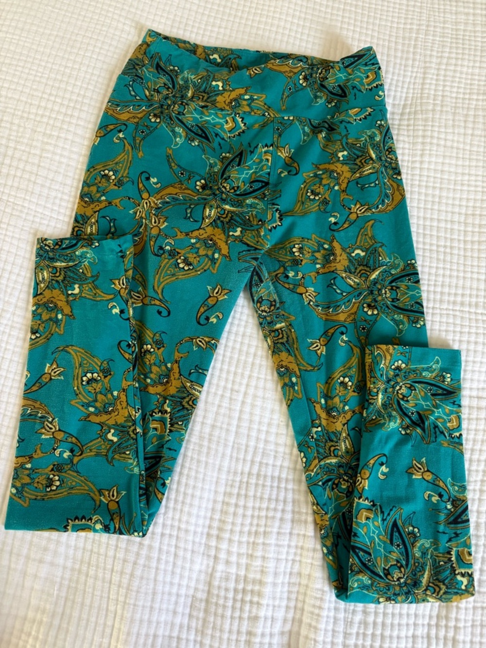 Teal Paisley Print Leggings